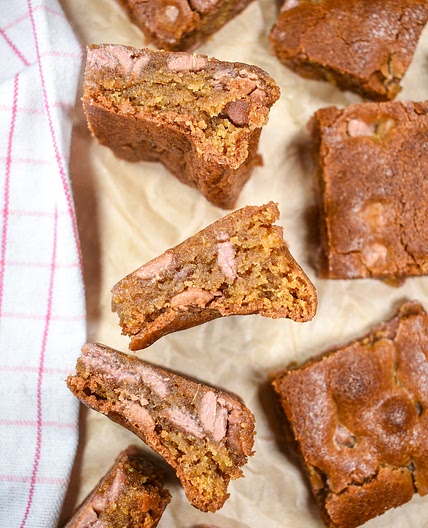 Cardamom and Ruby Chocolate Blondies