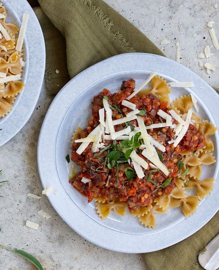 Pasta mit Linsen-Bolognese
