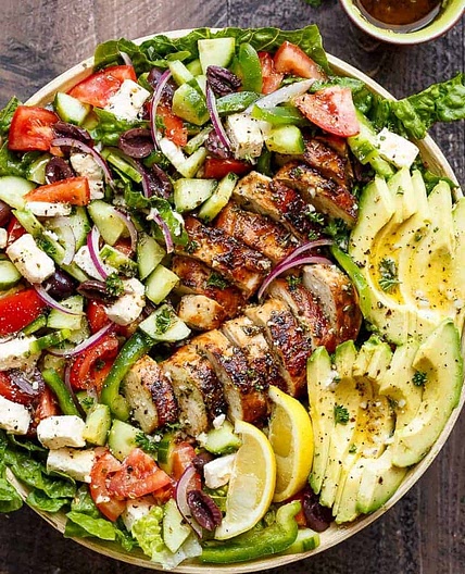 Loaded Greek Chicken Avocado Salad