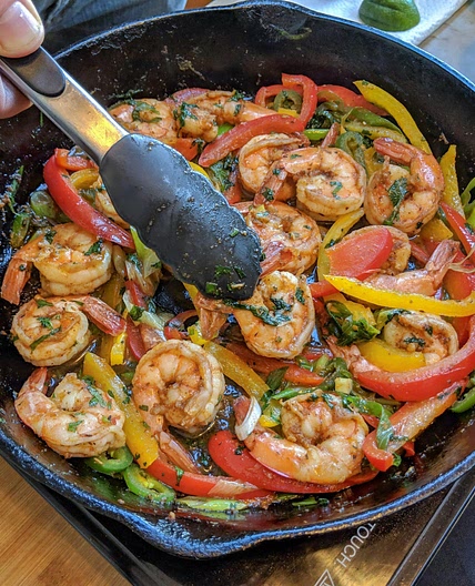 Keto Tequila Lime Shrimp Fajitas