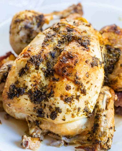 Ninja Foodi Lemon Pesto Whole Chicken