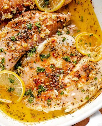 GARLIC BUTTER OVEN BAKED TILAPIA