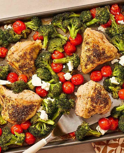 Sheet-Pan Lemon-Pepper Chicken with Broccoli & Tomatoes