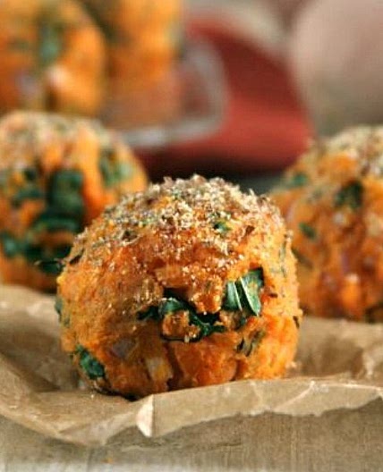 Sweet potato and baby spinach balls recipe