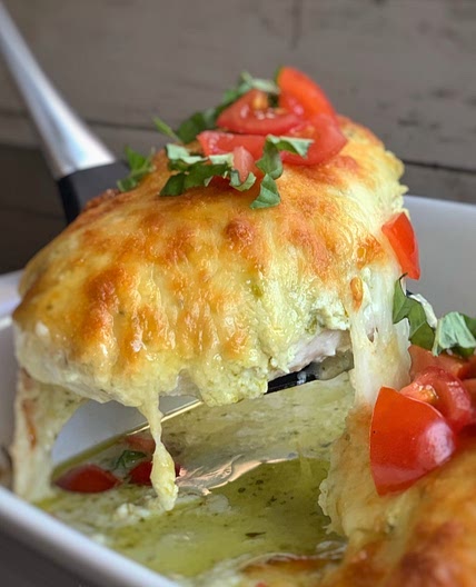 Cheesy Pesto Chicken Bake (Keto & Low Carb!)