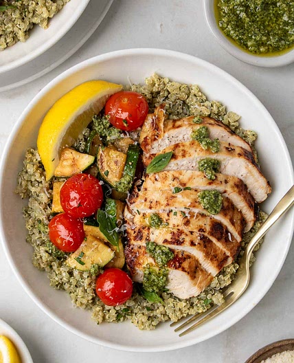 Pesto Chicken Quinoa Bowl