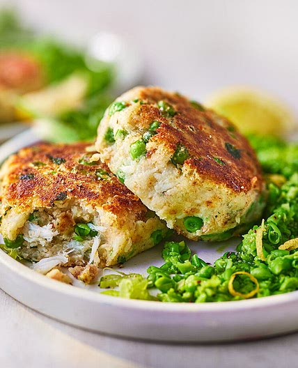 Pea and crab fishcakes