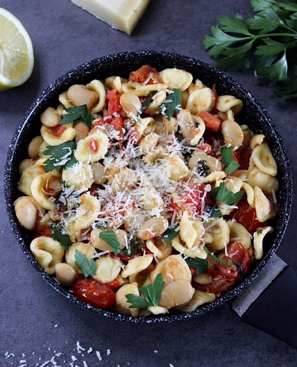 Orecchiette with Cherry Tomatoes and Lima Beans