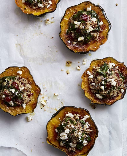 Quinoa-Stuffed Acorn Squash with Cranberries and Feta