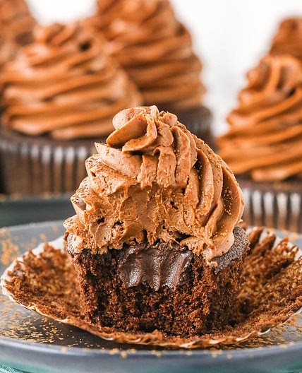Moist Chocolate Cupcakes with Ganache Filling