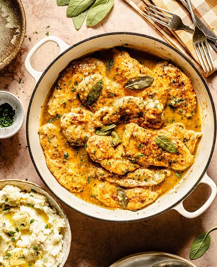 Chicken with Herby White Wine Gravy