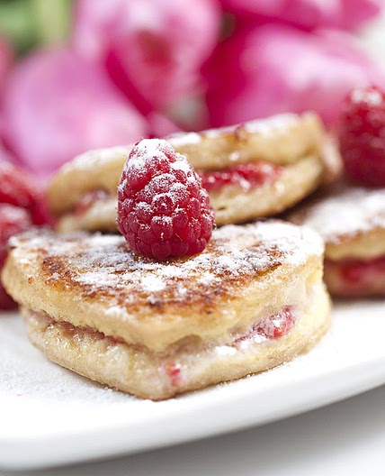 Heart Shaped French Toast with Mascarpone and Raspberry