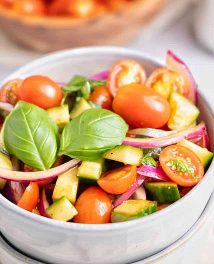 Panera Tomato Basil Cucumber Salad