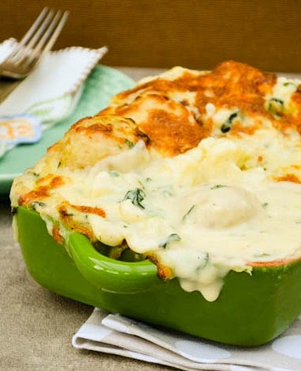 Cheesy Cauliflower and Potato Bake with Spinach