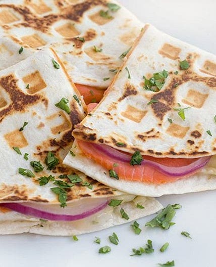 Waffle Iron Smoked Salmon Quesadillas