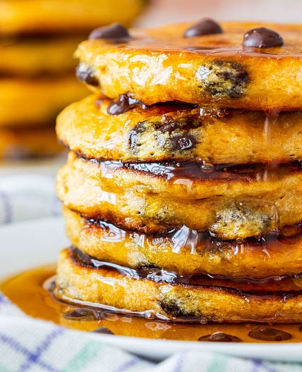 Sweet Potato Pancakes with Chocolate Chips