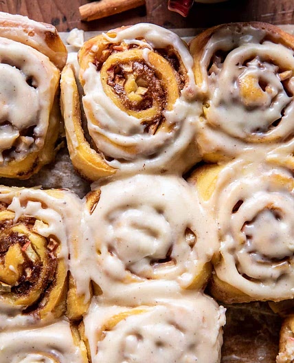 Apple Cinnamon Rolls with Brown Butter Maple Icing