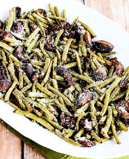 Roasted Green Beans with Mushrooms, Balsamic, and Parmesan