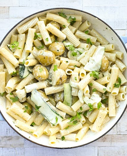 Vegan Creamy Courgette Pasta with Potatoes
