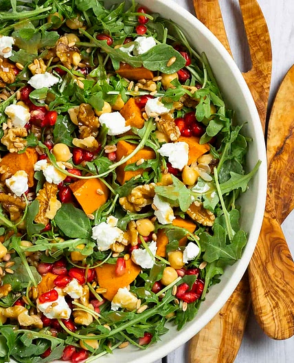 Farro and Arugula Salad With Sweet Potato and Pomegranate