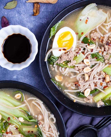 Easy Ginger Bok Choy Noodle Soup With Pork