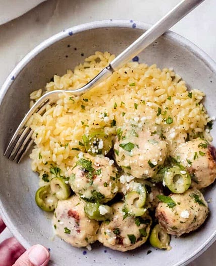 Greek Chicken Meatballs in Lemon Cream Sauce