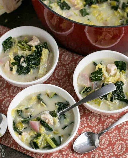 Cream of Turkey Soup with Cabbage and Kale