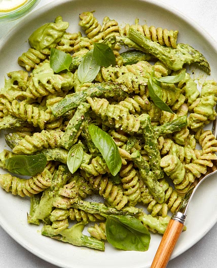 Fusilli in Creamy Vegan Asparagus Pesto