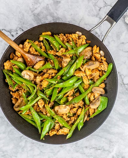 Spicy Turkey, Green Bean, and Mushroom Stirfry