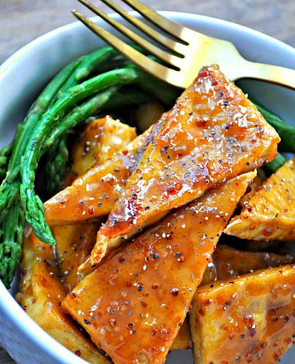 Vegan Apple Cider Maple Glazed Tofu