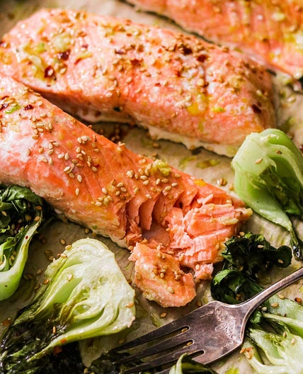 Sheet Pan Salmon & Bok Choy (Paleo, Whole30, Keto, AIP)