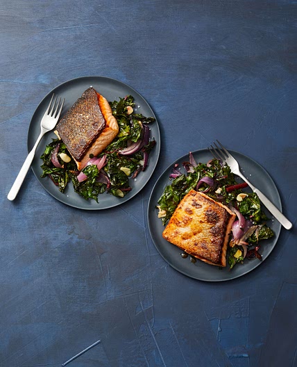Air Fryer Salmon and Swiss Chard