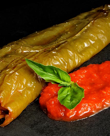 Pimientos italianos rellenos de pisto