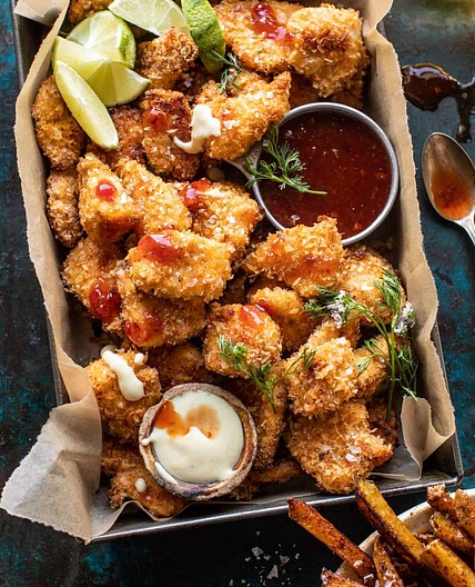 Coconut Popcorn Chicken with Sweet Thai Chili Lime Sauce