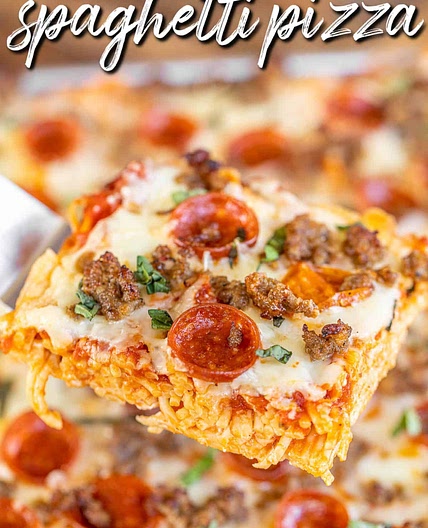 Sheet Pan Spaghetti Pizza