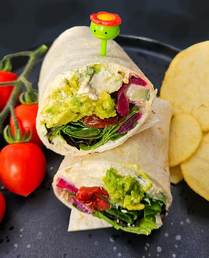 Easy Vegan Avocado & Hummus Vegetable Lunch Wraps