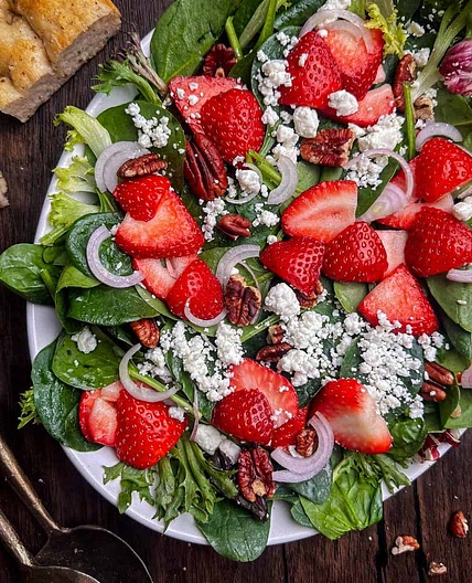 Strawberry Goat Cheese Salad with Candied Pecans