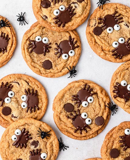 Spider Pumpkin Chocolate Chip Cookies