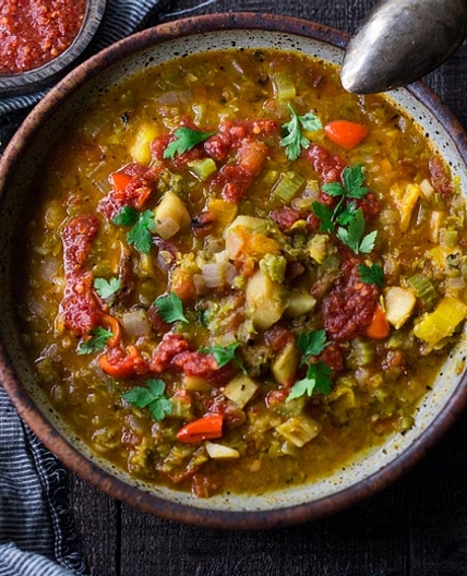 Instant Pot Split Pea Soup with Harissa