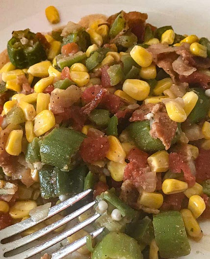 Okra, Corn and Tomatoes