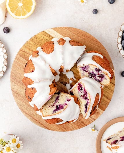 Blueberry Sour Cream Bundt Cake with Lemon Glaze