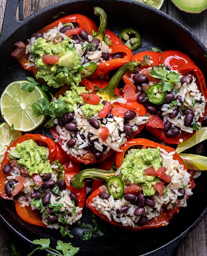 Cilantro Lime Rice and Black Bean Stuffed Peppers