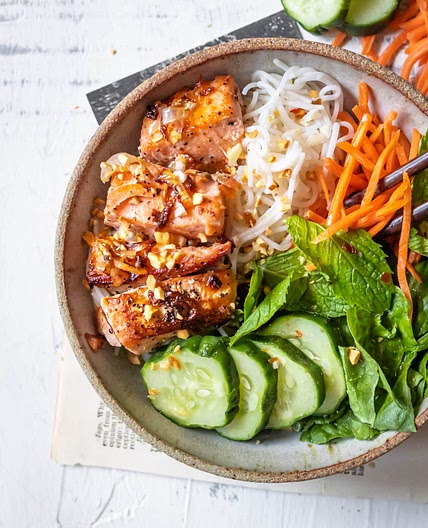 Garlic Butter Salmon Vermicelli Bowl