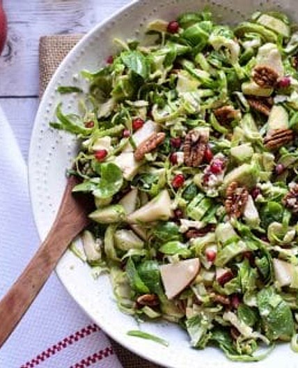 Brussels Sprout Salad with Pear and Pomegranate