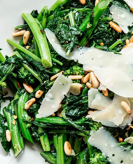 Spicy Broccoli Rabe with Parmesan and Pine Nuts
