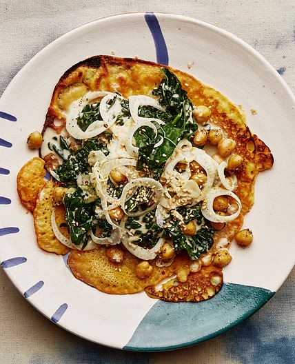Chickpea Pancakes With Kale and Fennel