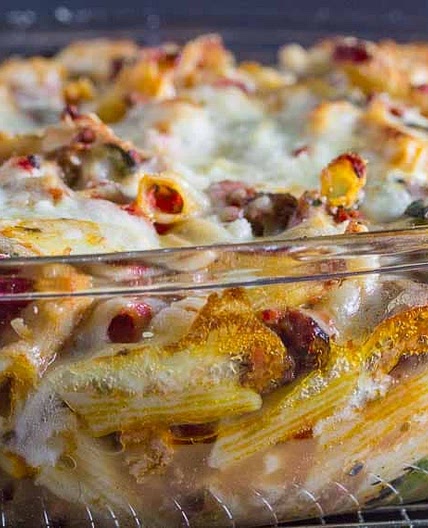 Baked Ziti with Sausage & Swiss Chard