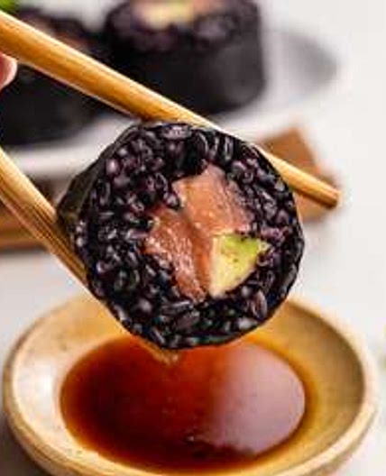 Salmon Avocado Black Rice Sushi