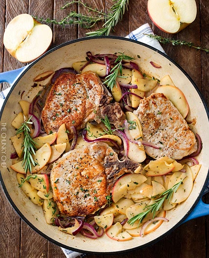 One Pan Pork Chops with Apples and Onions