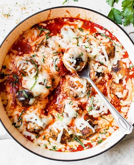 Cheesy Turkey Meatball Skillet